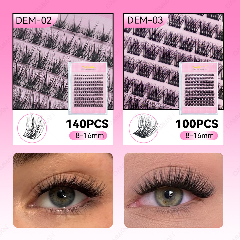 DAMMAN 6D DIY Lash Cluster Kit 4 Pieces Natural Lash Clusters D Curl Kit