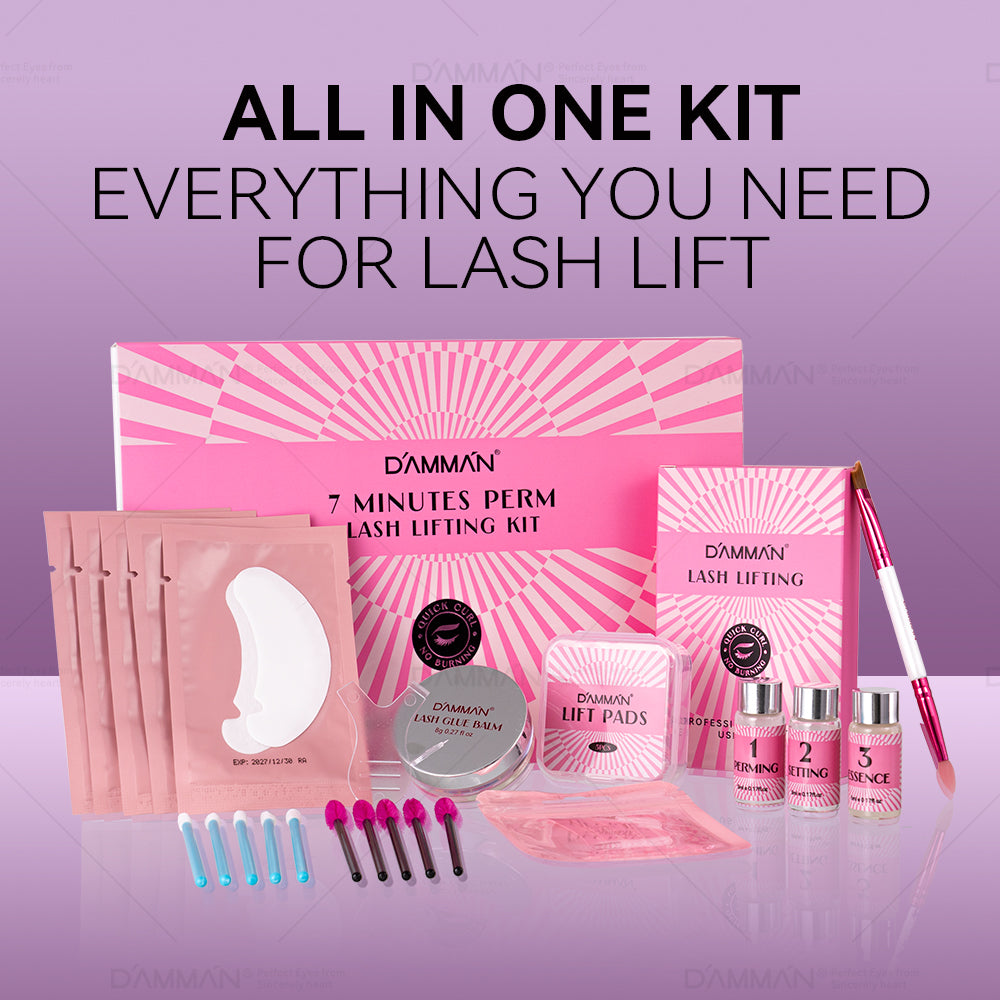 DAMMAN Lash Lift Kit - Professional Eyelash Perm & Curling Kit for DIY , Lasts 6-8 Weeks