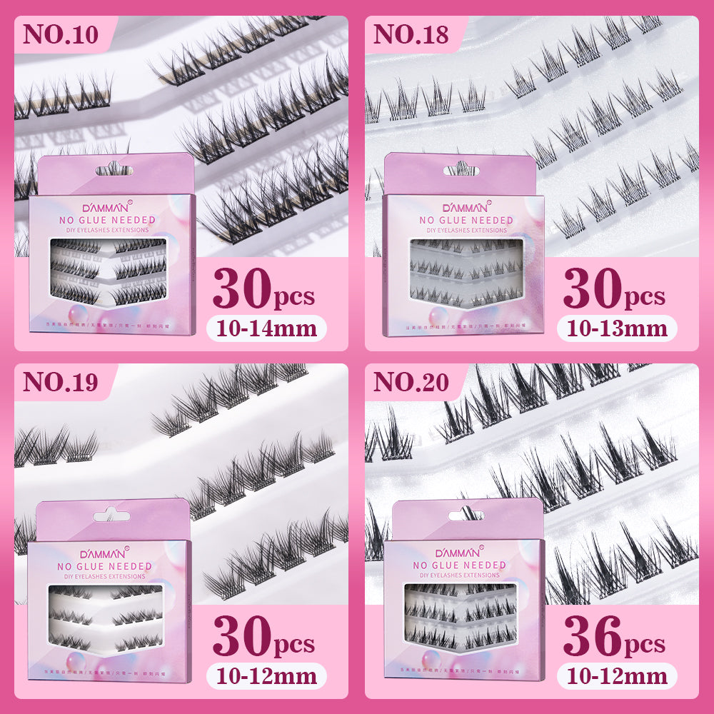 DAMMAN Press On Lash Cluster with tweezers (Self-adhesive Lash Cluster- NO Glue Need Lashes)