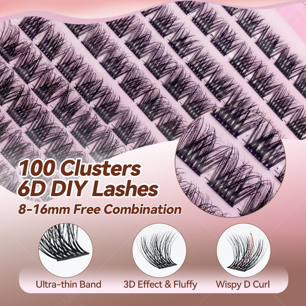 DAMMAN 6D DIY Clusters Kit D Crul 3D Effect Segment Lashes Kit DME-03