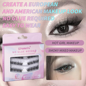 Damman Self-Adhesive Eyelash 30 Clusters No Glue Needed Press On Lash Natural Look D Curl 10-14mm DIY Lash Extension Kit With Lash Tweezers (NO.10)
