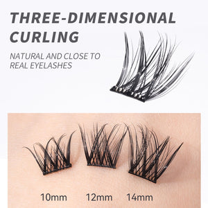 Damman Self-Adhesive Eyelash 30 Clusters No Glue Needed Press On Lash Natural Look D Curl 10-14mm DIY Lash Extension Kit With Lash Tweezers (NO.10)