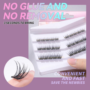 Damman Self-Adhesive Eyelash 30 Clusters No Glue Needed Press On Lash Natural Look D Curl 10-14mm DIY Lash Extension Kit With Lash Tweezers (NO.10)